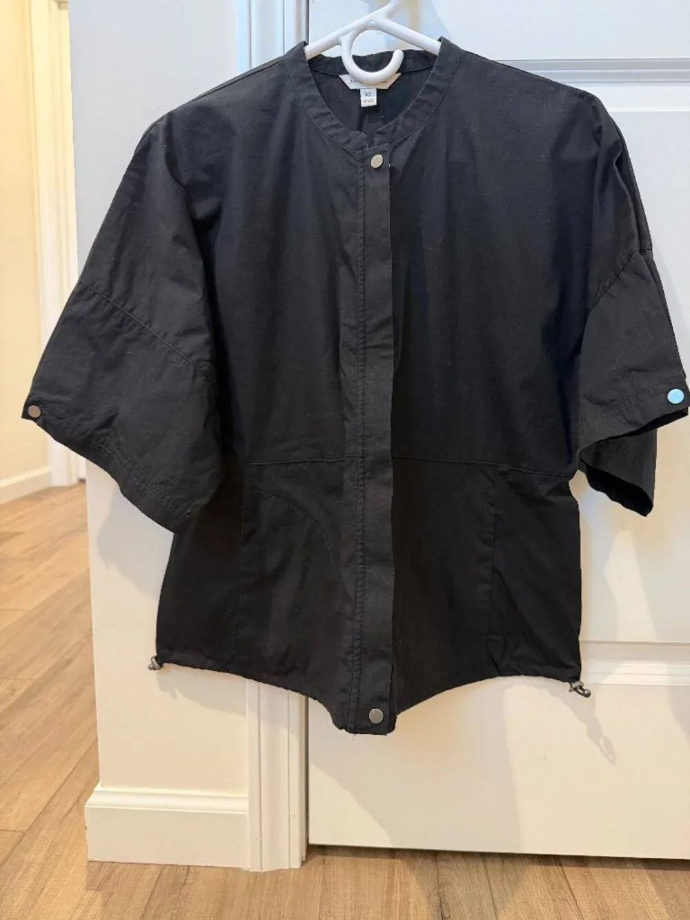Banana Republic Stretch-Cotton Puff-Sleeve Top in Black